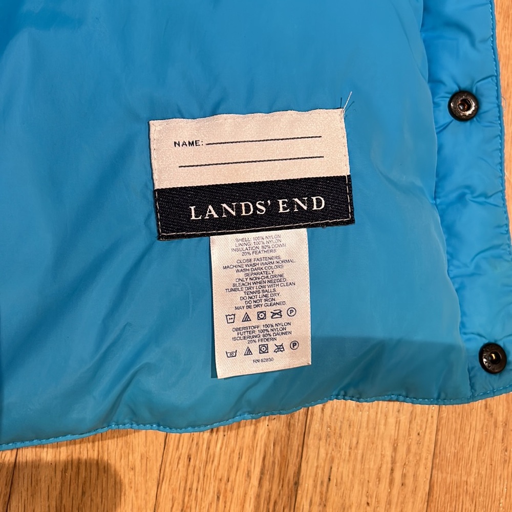 Lands End turquoise Children’s down vest - Picture 5 of 5